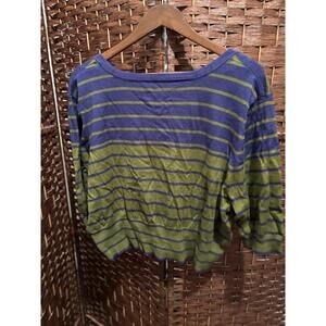 Ashley Stewart Cardigan Womens 26 Striped Button Front 3/4 Sleeve Knit Top